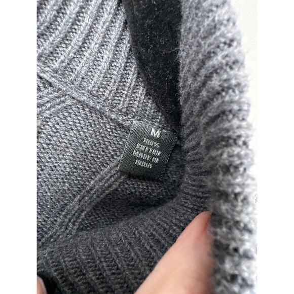 Lyle Scott Sweater Mens Medium Gray Cable Knit 1/4 Zip Pullover Combed Cotton - Picture 3 of 6